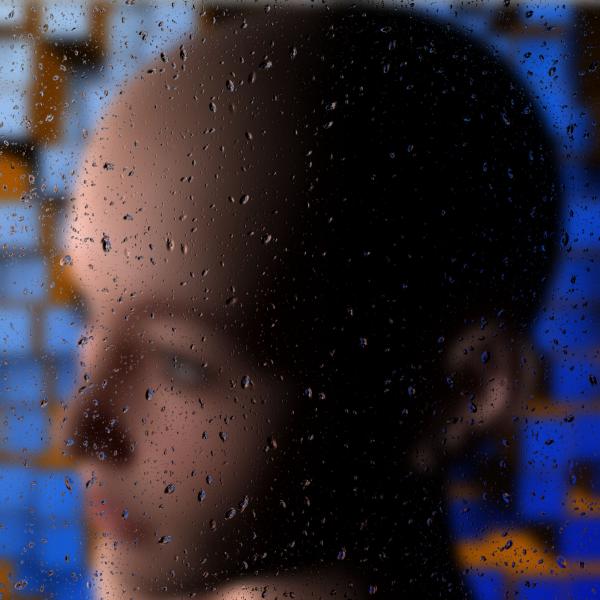 3D Woman Behind Wet Glass