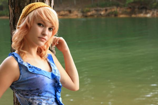 A beautiful young woman posing