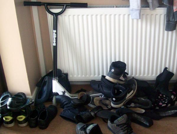 A big mess by the door
