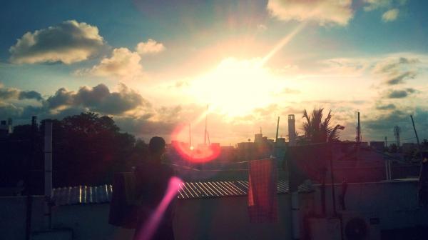 A bright sunny evening