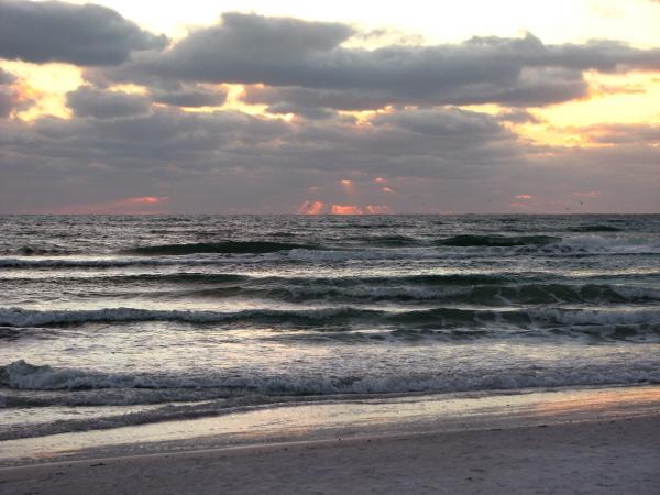 A cloudy sunset over the ocean