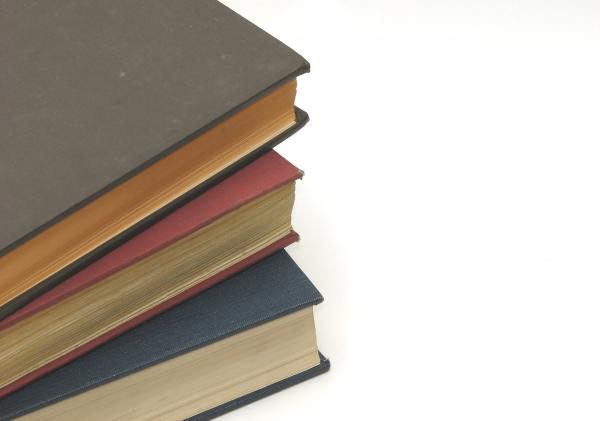A stack of books isolated on white