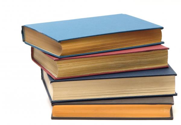 A stack of books isolated on white