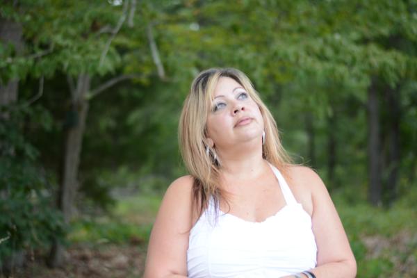 A woman looking into the air