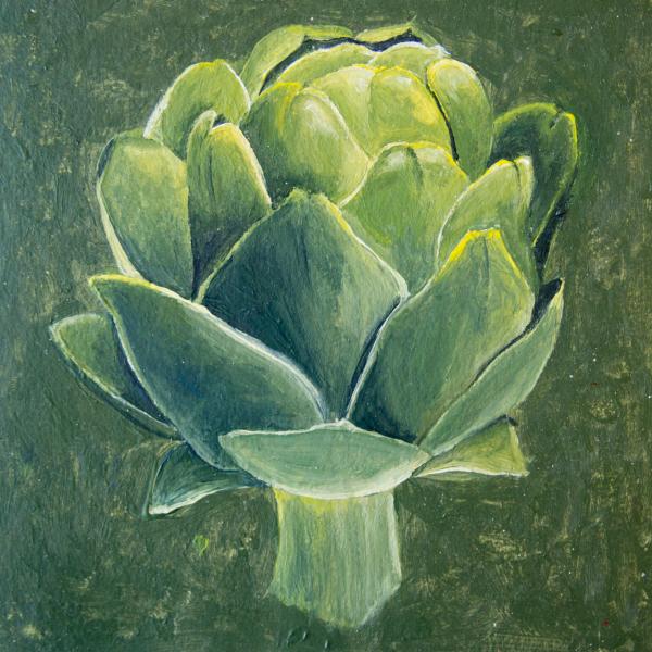 Acrylic painting of an artichoke