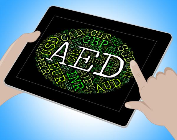 Aed Currency Indicates United Arab Emirates And Banknotes