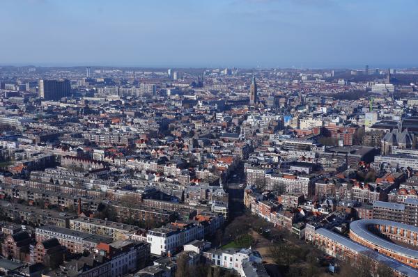 Aerial View of the City Under Blue and White Cloudy Sky