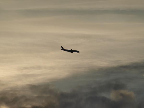 Airplane in clouds