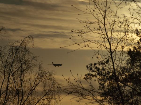 Airplane in clouds