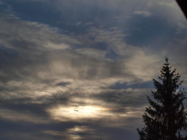 Airplane in clouds