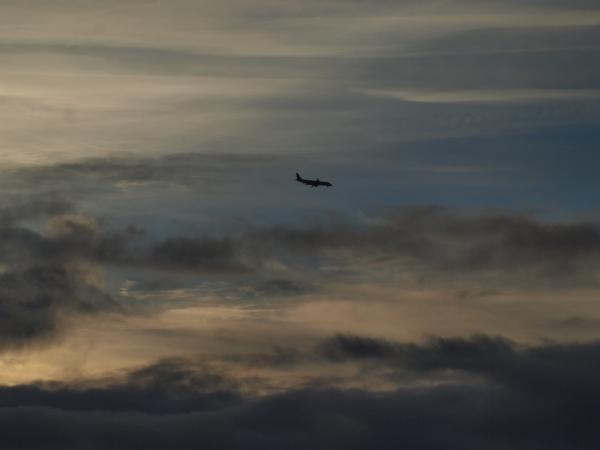 Airplane in clouds