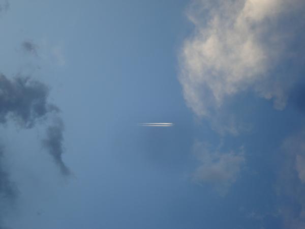 Airplane trace in the sky