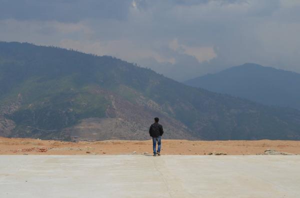 Alone man in valley