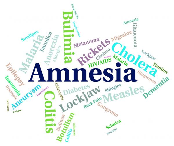 Amnesia Illness Represents Loss Of Memory And Ailment