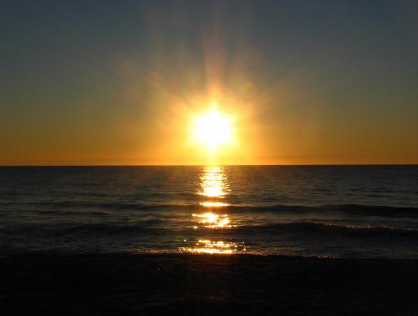 An ocean sunset landscape
