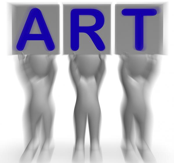 Art Placards Means Artistic Paintings And Drawings