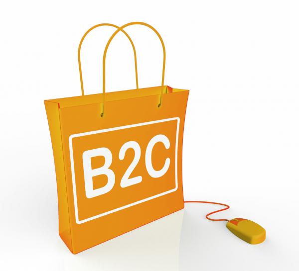 B2C Bag Represents Online Business and Buying