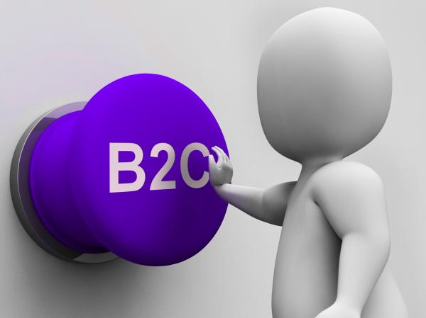 B2C Button Shows Business To Consumer And Selling