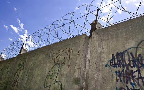 Barbed wire wall