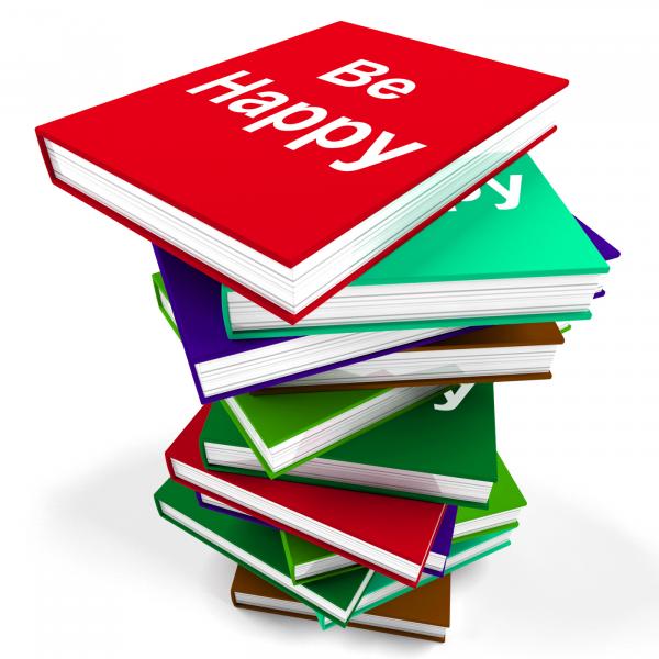 Be Happy Book Means Advice on Being Happier or Merry