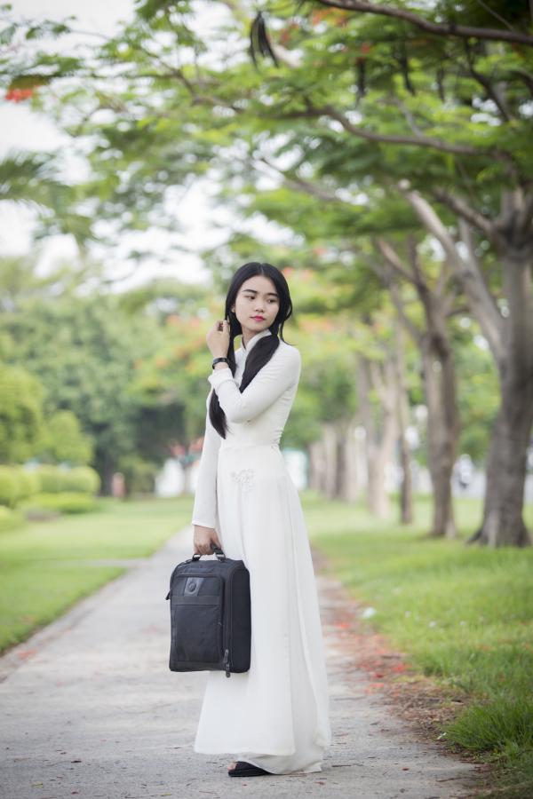 Beautiful girl in white dress
