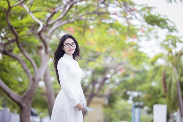 Beautiful girl in white dress