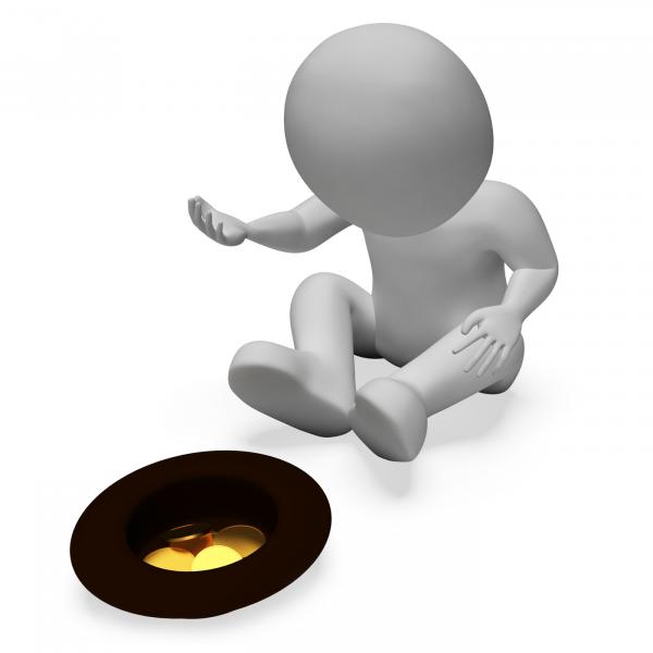 Begging Coins Means Financial Cash And Needy 3d Rendering