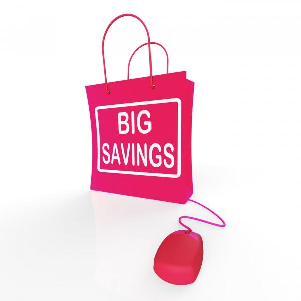 Big Savings Bag Shows Online Sales and Discounts