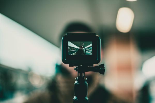 Black Action Camera With Stand