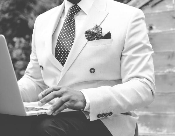 black and white person