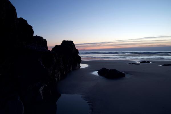 Black Rock Beside Seashore