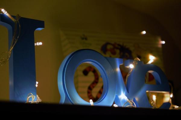 Blue Love Wooden Signage