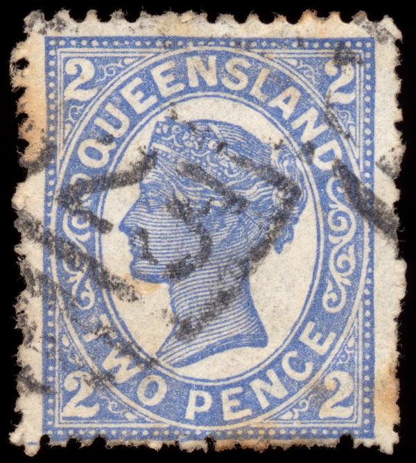 Blue Queen Victoria Stamp