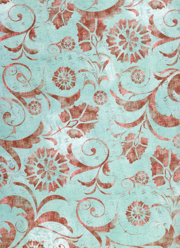 Blue Red Floral Paper