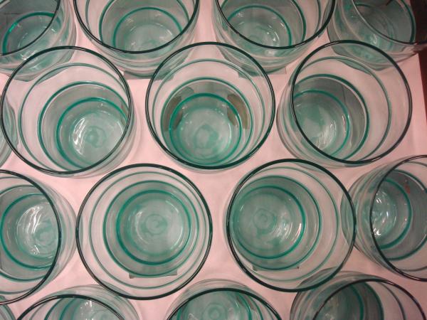 Blue water glasses