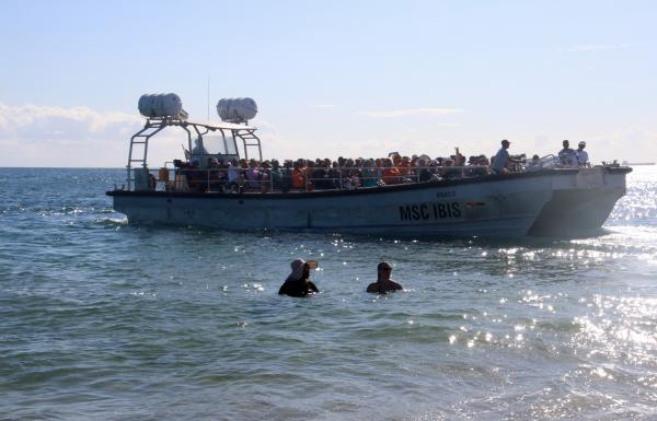 Boat with tourists in the sea