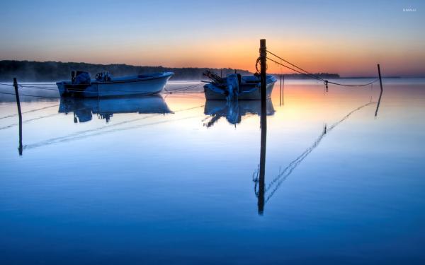 Boats at sunset