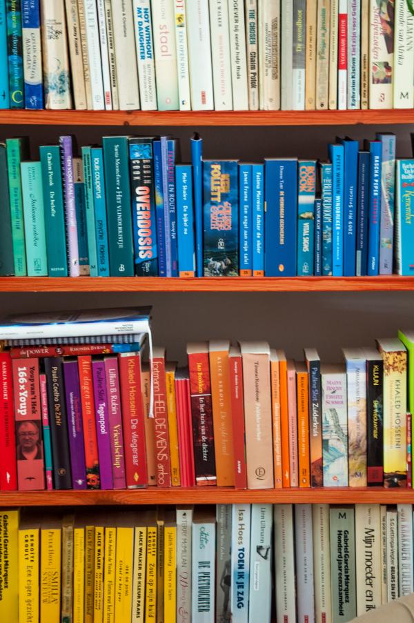 Books in shelf in library