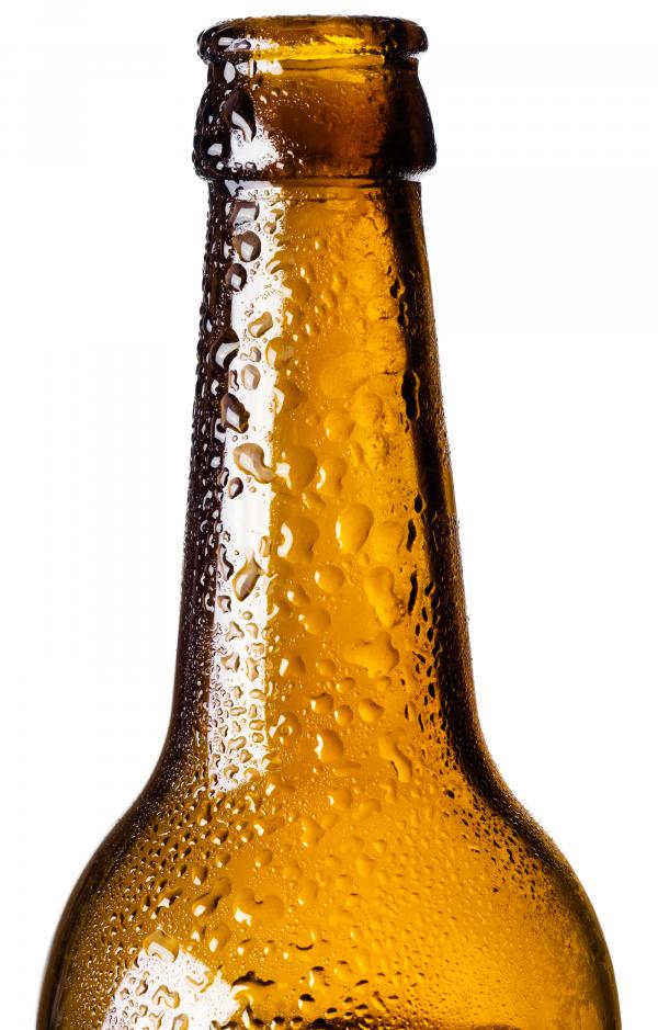 Bottle with water drops