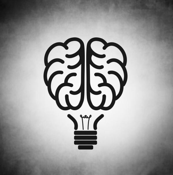 Brain as black lightbulb