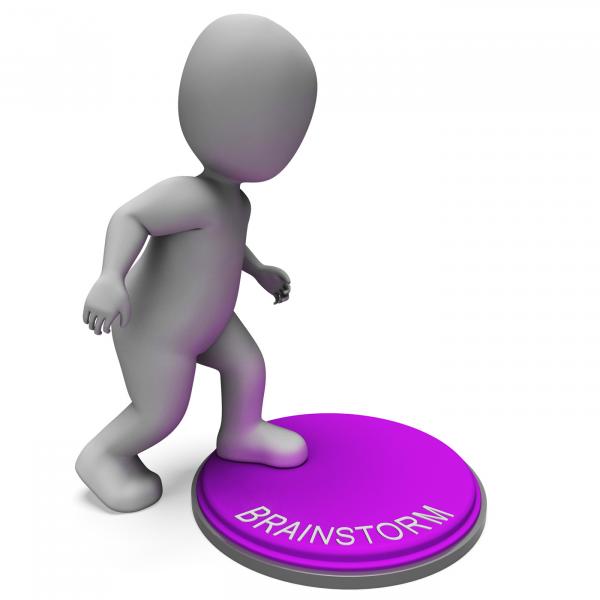 Brainstorm Button Means Ideas Thoughts And Creativity
