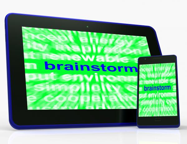 Brainstorm Tablet Means Thinking Creatively Problem Solving And Ideas