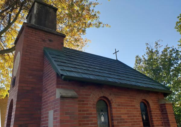 Brick church in the garden