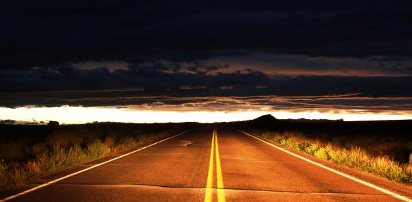 Bright and dark road