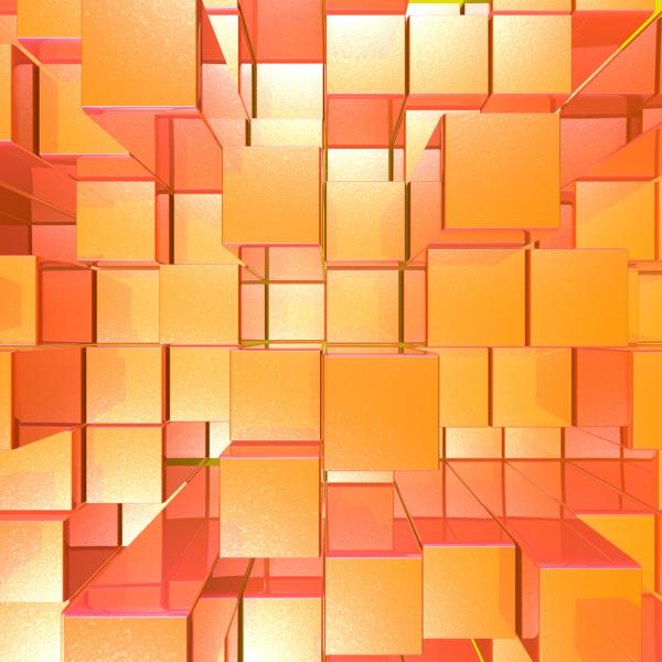 Bright Glowing Red And Orange Background With Artistic Cubes Or Square