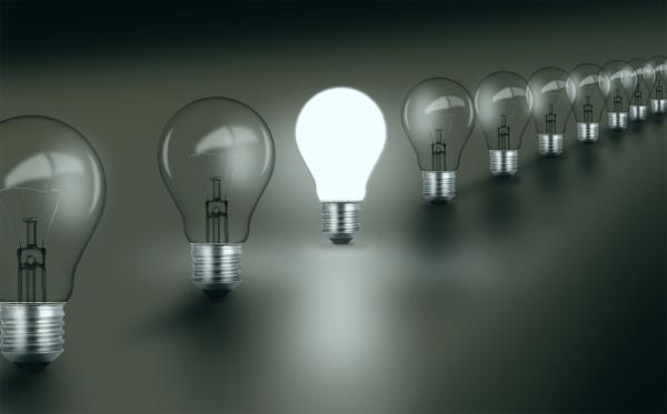 Bright Idea - Standing Out - Concept with Light Bulbs
