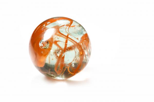Brightly coloured glass marble