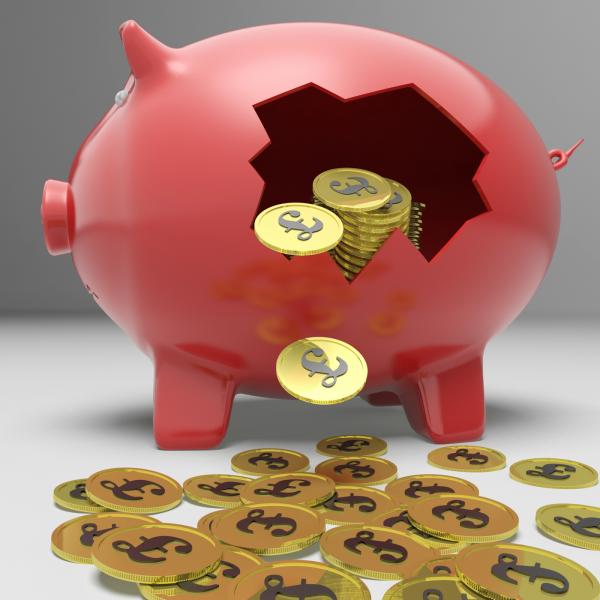 Broken Piggybank Shows Britain Bank Deposits