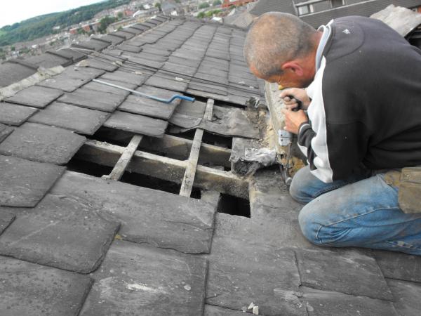 Broken roofing slate