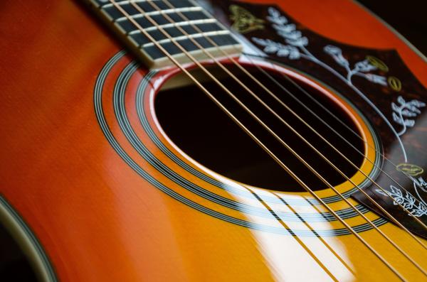 Brown and Black Leaf Print Guitar